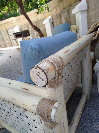 Sillones ratán blanco-azul