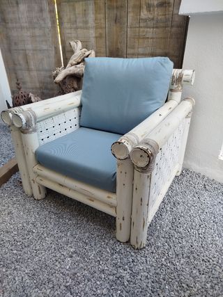 Sillones ratán blanco-azul