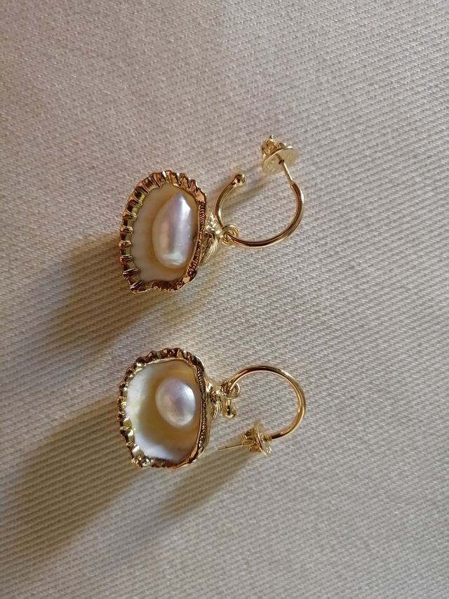 Pendientes conchas perla | dorados