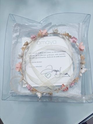 Vestido comunión niña Amaya blanco-rosa