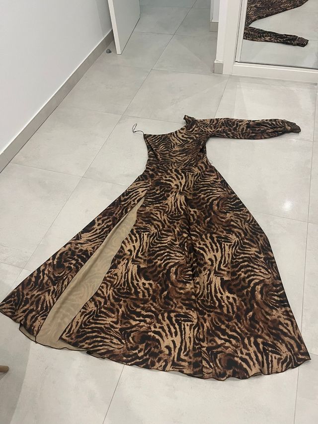 Vestido marrón estampado animal print