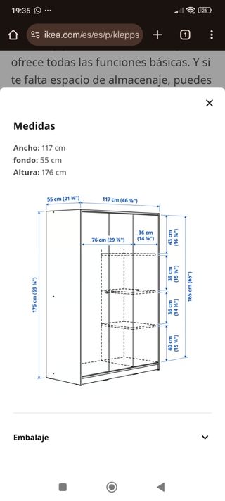 Armario 3 puertas IKEA - 117x176cm