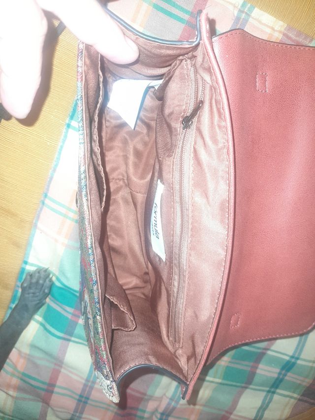 Bolso mochila  elegante marrón multicolor con tela