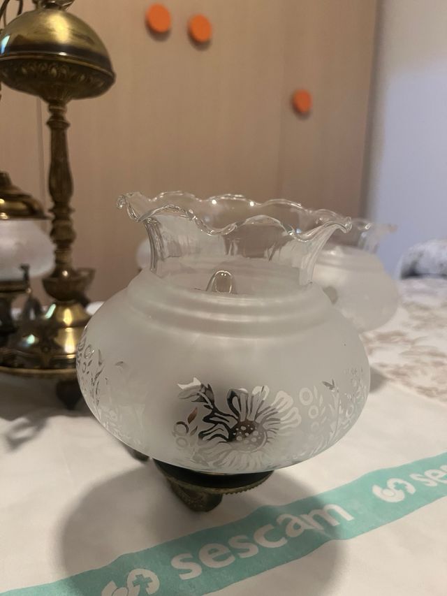 Lámpara techo bronce 5 brazos