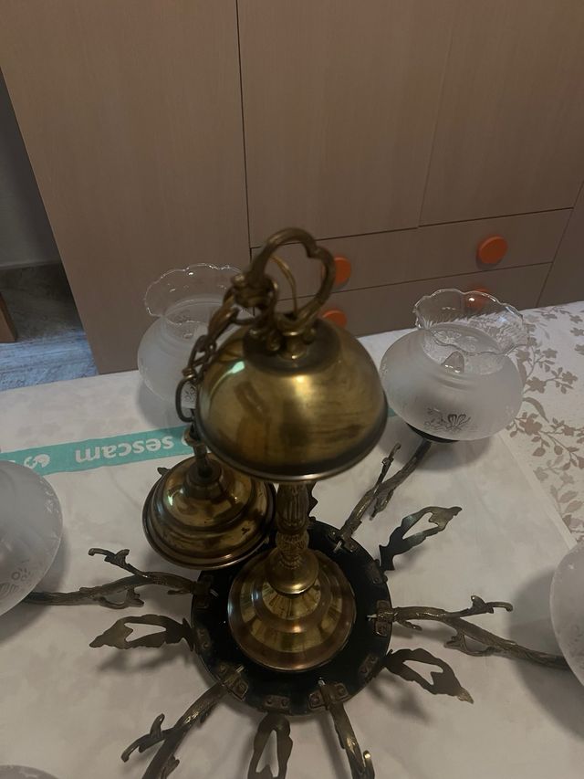 Lámpara techo bronce 5 brazos