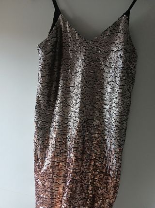 Vestido Bershka Fiesta XS Dorado