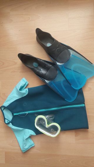 Aletas, gafas y traje neopreno niñ@