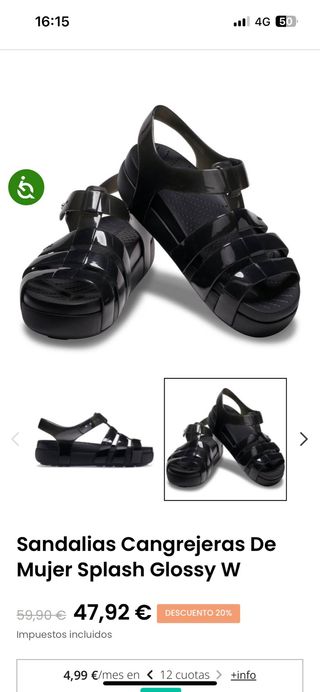Sandalias Crocs negras glossy