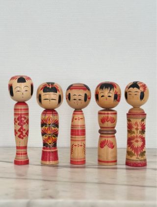 5 Bambole Kokeshi Vintage 1960/1970