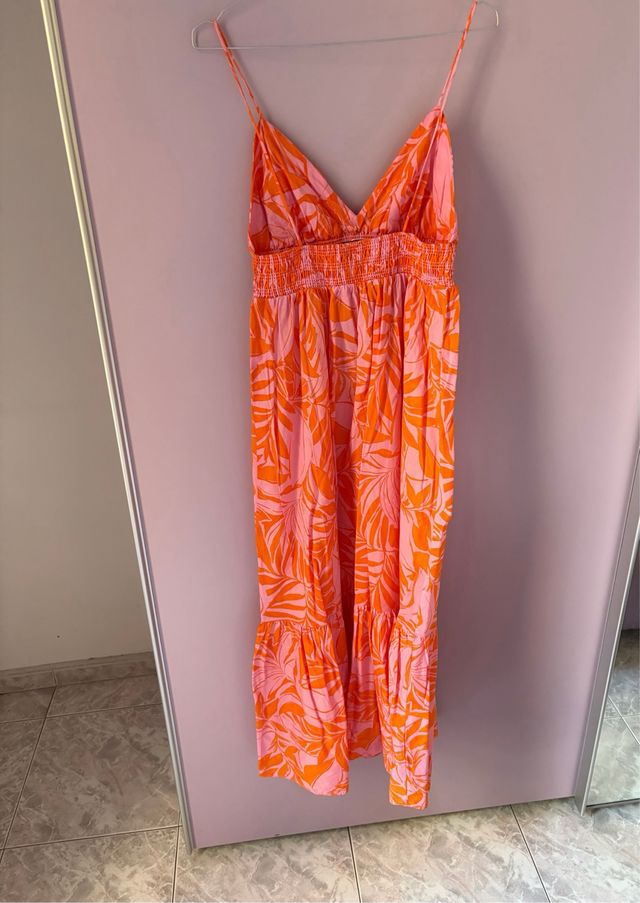 Vestito Lungo Mango Arancio Rosa