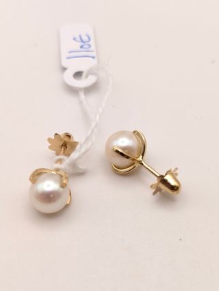 Pendientes oro 18k perla