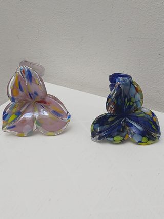 2 Portacandele Vetro Murano - Blu Multicolor