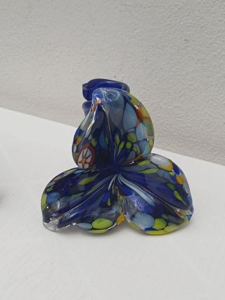 2 Portacandele Vetro Murano - Blu Multicolor