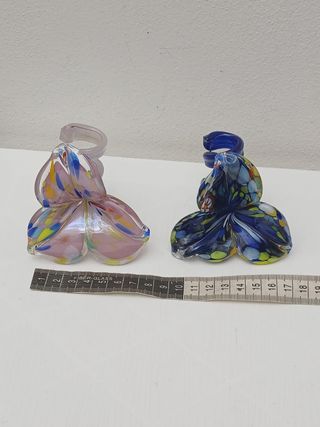 2 Portacandele Vetro Murano - Blu Multicolor