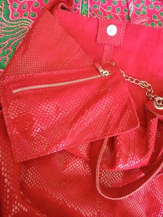 BOLSO PIEL BOHO ROJO TOTE