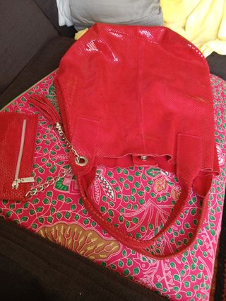 BOLSO PIEL BOHO ROJO TOTE