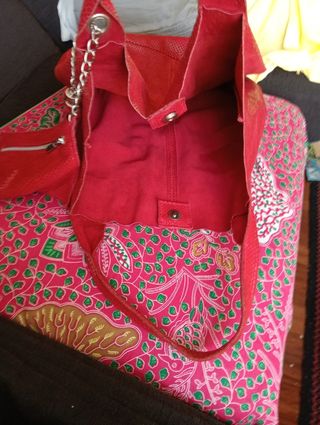BOLSO PIEL BOHO ROJO TOTE