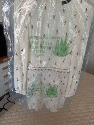 Vestito perle beige