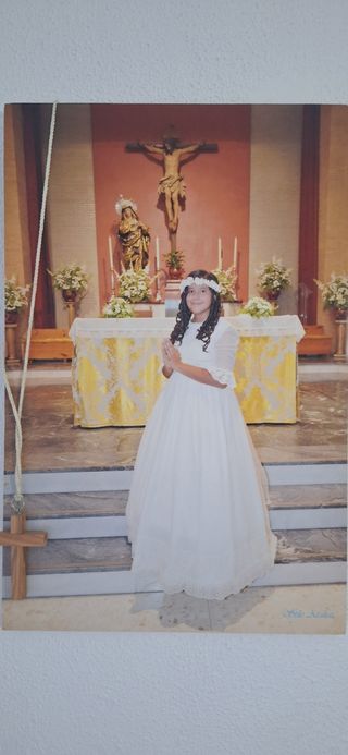 Vestido comunión niña blanco + diadema
