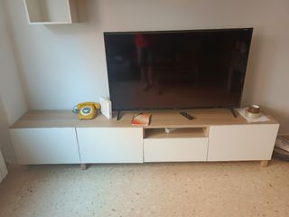 Mueble TV salón - madera blanco beige