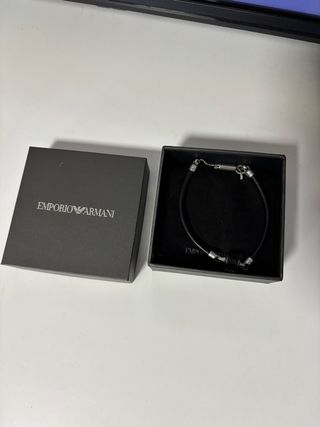 Pulsera Emporio Armani negra y plata