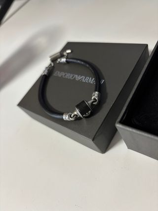 Pulsera Emporio Armani negra y plata
