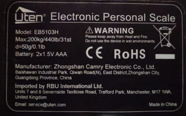 Báscula baño Uten EB5103H
