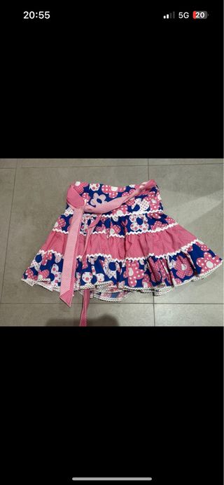 Falda niña flamenca rosa-azul.
