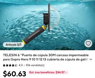 Cúpula Domo Telesin GoPro - Domo Sumergible