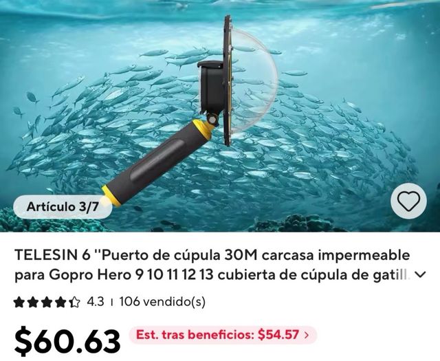 Cúpula Domo Telesin GoPro - Domo Sumergible