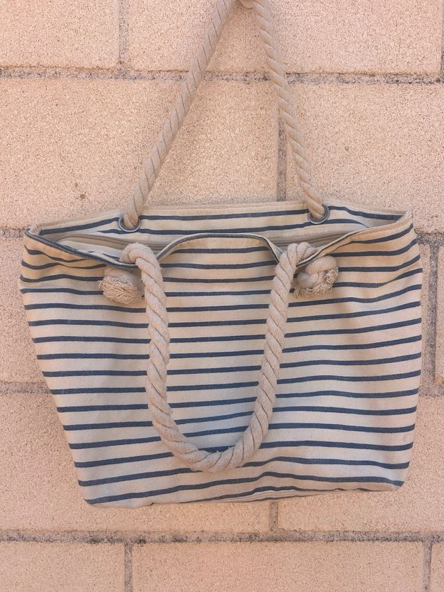 Bolso rayas marino-beige