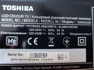 TV Toshiba 32" 32W2433D