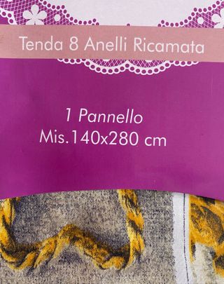 Tenda 8 anelli ricamata - 140x280 cm