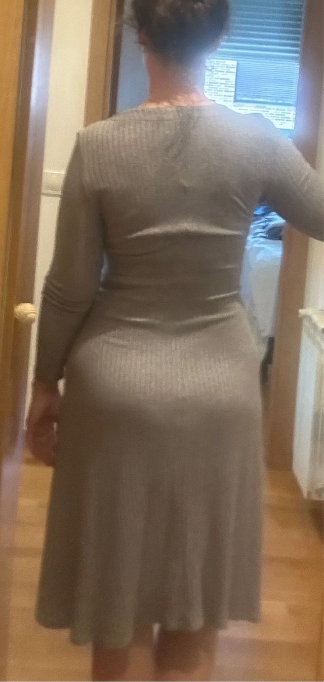 Vestido gris manga larga