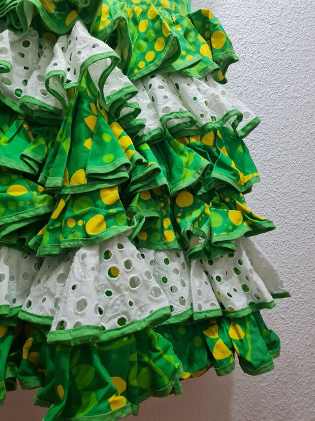 Falda y top flamenca - Verde y amarillo
