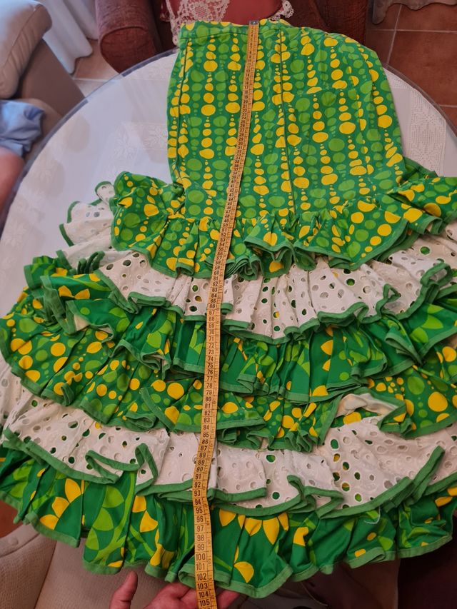 Falda y top flamenca - Verde y amarillo