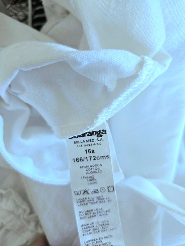 Vestido blanco niña lino y algodón