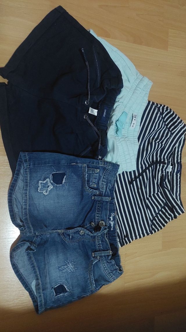 3 shorts niña 9-10 años Decathlon y 1 de Pepe Jean