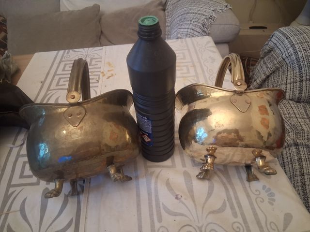 Cestino antico in metallo dorato