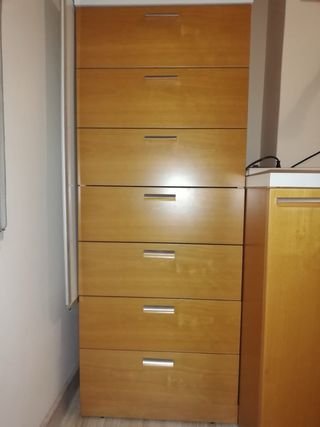 Cama nido de madera con escritorio y muebles