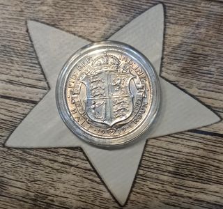 1919. Reino Unido 1/2 Corona Plata .925 ALTO GRADO