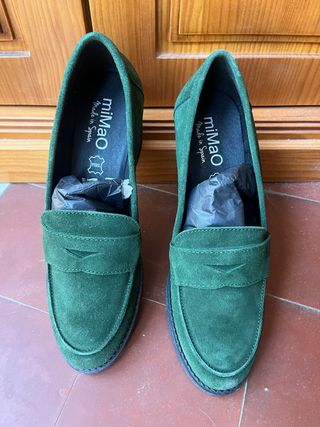 Zapatos miMao ante verde mujer - T38