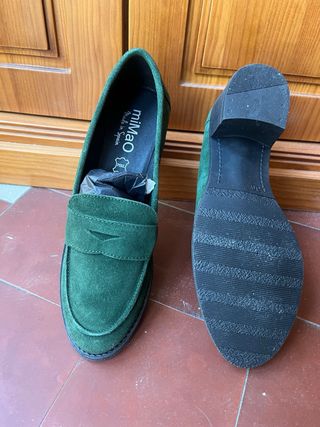 Zapatos miMao ante verde mujer - T38