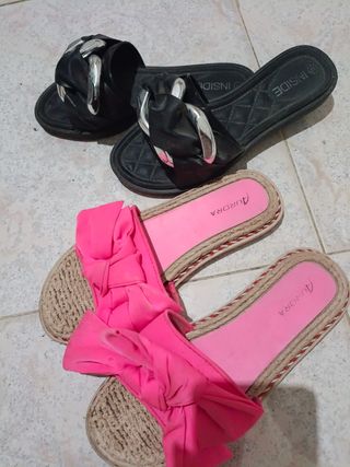 Chanclas negras y rosas - 2 pares