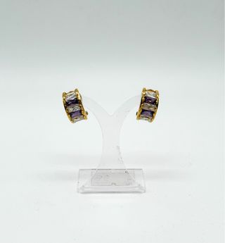 Pendientes de dama de oro 18k con piedras