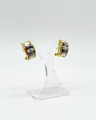 Pendientes de dama de oro 18k con piedras