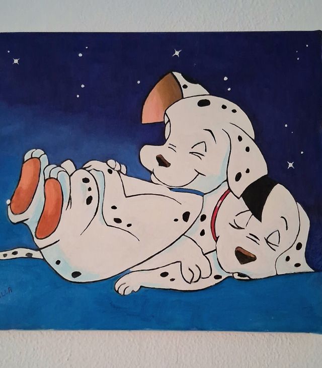 Cuadro infantil de dos dálmatas - Pintura acrílica