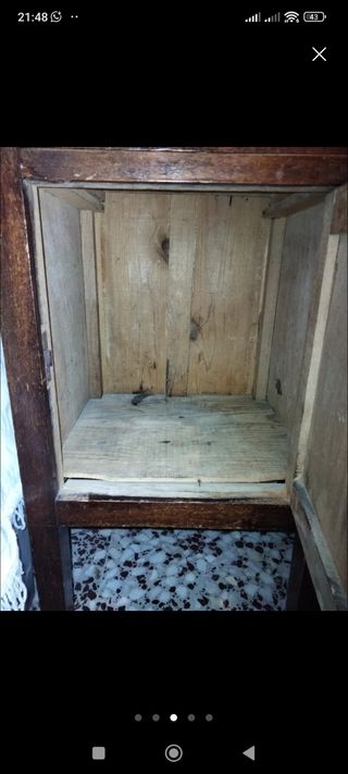 Mesilla noche antigua - Madera y mármol