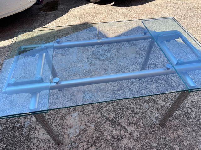 Mesa cristal extensible plata