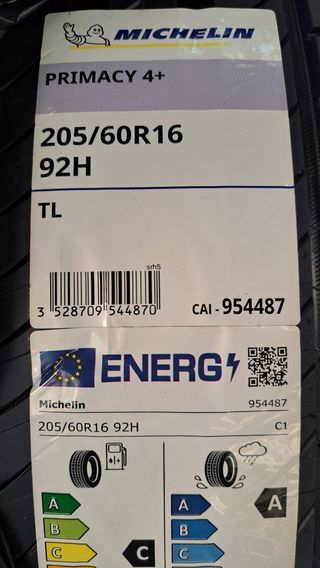 Neumático Michelin Primacy 4+ 205/60R16 92H